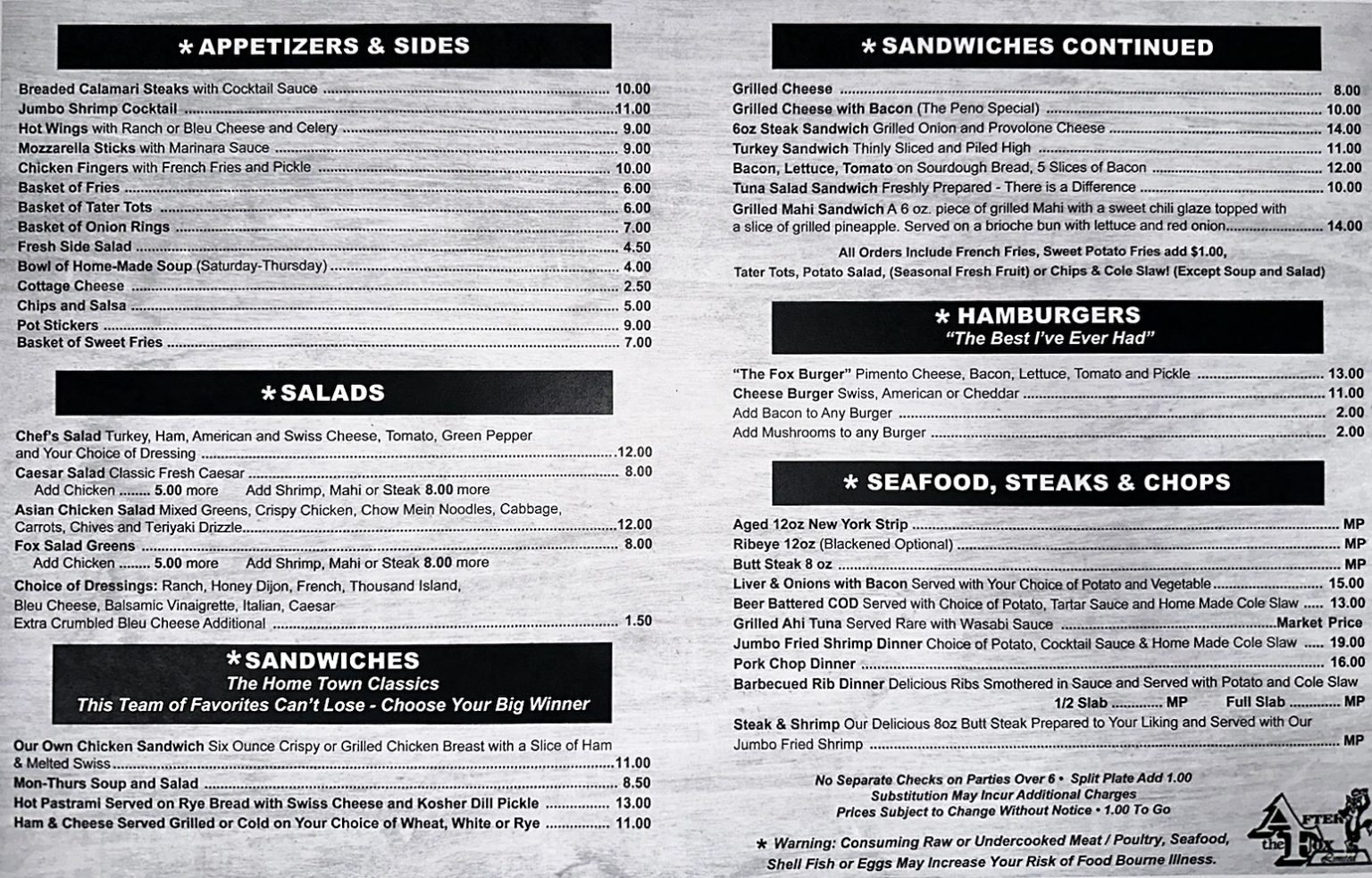 Menu - After the Fox